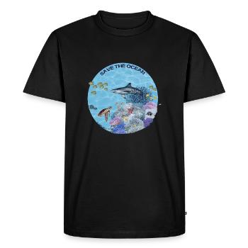 Save the Ocean - Récif corallien coloré - T-shirt Premium bio Homme - noir - Devant - Nico (187cm)