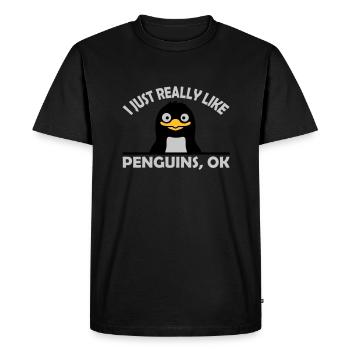 I just like penguins - Men's Premium Organic T-Shirt - black - Front - Nico (187cm)