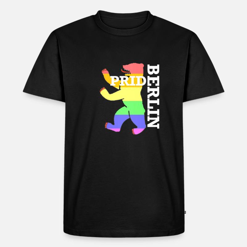 LGBT Berlin Pride Bär - Männer Premium Bio T-Shirt - Schwarz