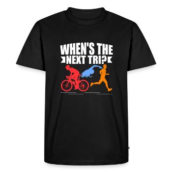 When's the next Tri? Triathlon Triathlete - Men's Premium Organic T-Shirt - black - Front - Nico (187cm)