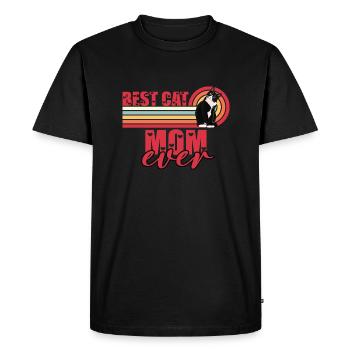 Vintage Retro Sunset Best Cat Mom Ever Shirt, Funn - T-shirt Premium bio Homme - noir - Devant - Nico (187cm)
