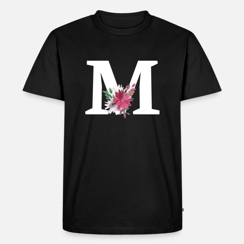 Buchstabe m blumig - Männer Premium Bio T-Shirt - Schwarz