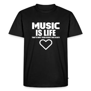 Music is life heart logo - Men's Premium Organic T-Shirt - black - Front - Nico (187cm)