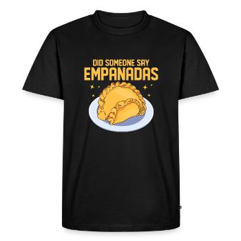 Quelqu’un a-t-il dit empanadas ? Pâtisserie latine Desse - T-shirt Premium bio Homme - noir - Devant - Nico (187cm)