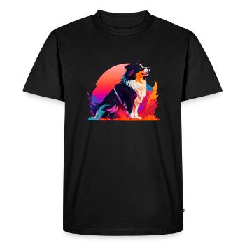 Playful Dog Against a Colorful Background - Men's Premium Organic T-Shirt - black - Front - Nico (187cm)
