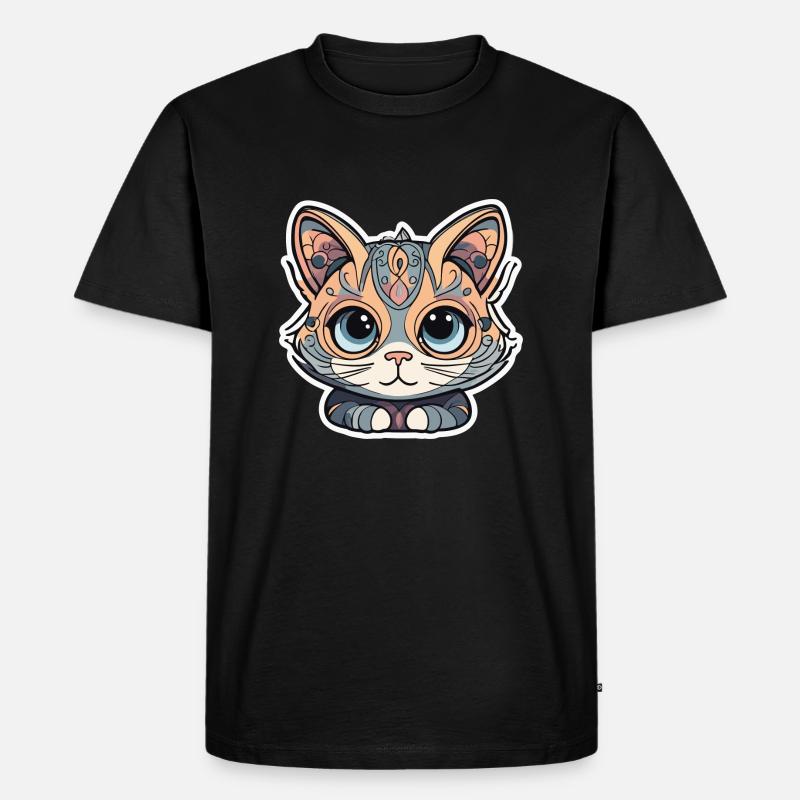 Steampunk Cat - Männer Premium Bio T-Shirt - Schwarz