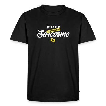 Je parle sarcasme / cadeau humoristique - T-shirt Premium bio Homme - noir - Devant - Nico (187cm)