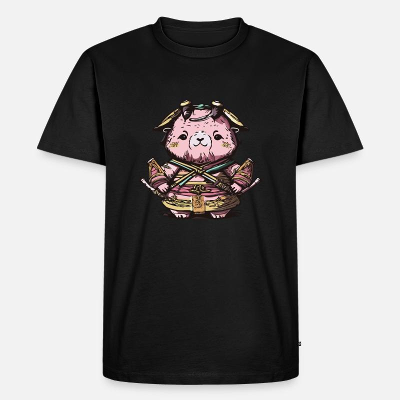 Tierischer Samurai - Männer Premium Bio T-Shirt - Schwarz