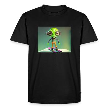 mignon petit vert rétro vintage alien skie - T-shirt Premium bio Homme - noir - Devant - Nico (187cm)
