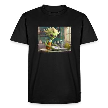 mignon petit vert rétro vintage alien tous les jours - T-shirt Premium bio Homme - noir - Devant - Nico (187cm)