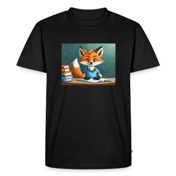 mignon petit renard démon de la vie quotidienne - est en train de lire - T-shirt Premium bio Homme - noir - Devant - Nico (187cm)