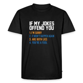 Sarcastic Apology Tee: Candid Humor - Men's Premium Organic T-Shirt - black - Front - Nico (187cm)