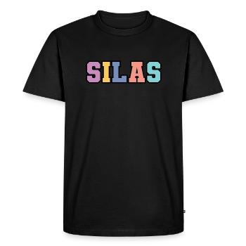 Name - Silas - Men's Premium Organic T-Shirt - black - Front - Nico (187cm)