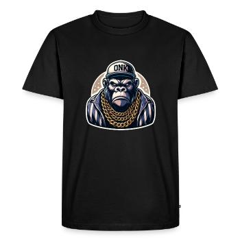 gorille avec chaine en or - T-shirt Premium bio Homme - noir - Devant - Nico (187cm)