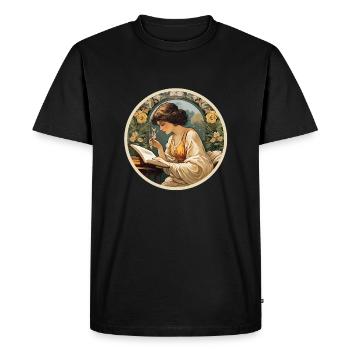 Femme lisant - T-shirt Premium bio Homme - noir - Devant - Nico (187cm)