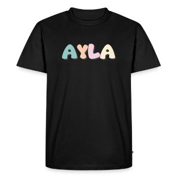 Name - Ayla - Men's Premium Organic T-Shirt - black - Front - Nico (187cm)