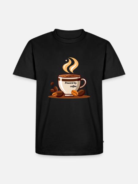 Powerd by coffee - Männer Premium Bio T-Shirt - Schwarz