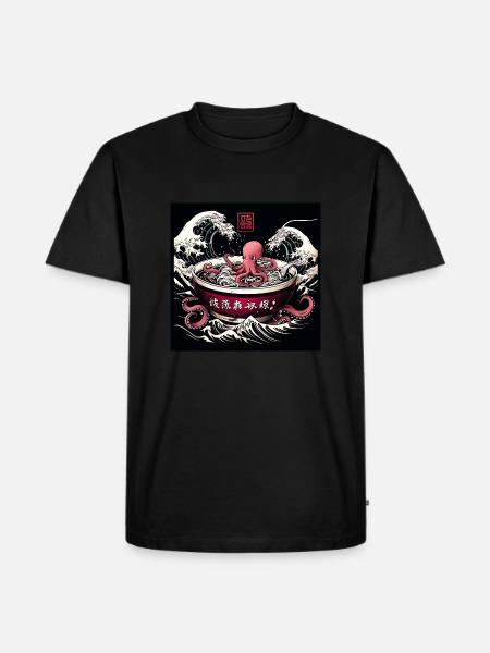 Bläckfisk och nudlar - Asiatisk gourmetmat - Ekologisk premium-T-shirt herr - svart