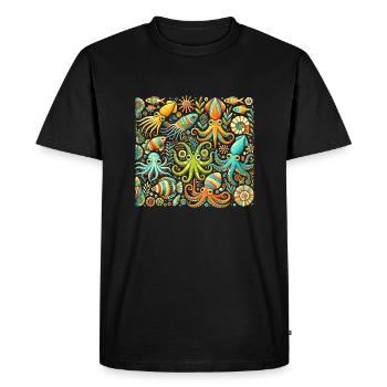 Squid Pattern, Love Ocean Animals - Men's Premium Organic T-Shirt - black - Front - Nico (187cm)