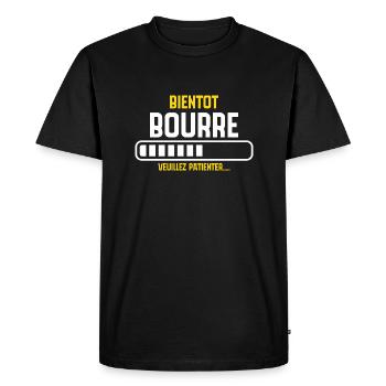 Bientôt Bourré, Veuillez Patienter... - T-shirt Premium bio Homme - noir - Devant - Nico (187cm)