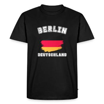 Berlin Germany - Brush Stroke Flag Design - Men's Premium Organic T-Shirt - black - Front - Nico (187cm)
