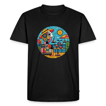 Le rêve de vacances du peintre - T-shirt Premium bio Homme - noir - Devant - Nico (187cm)