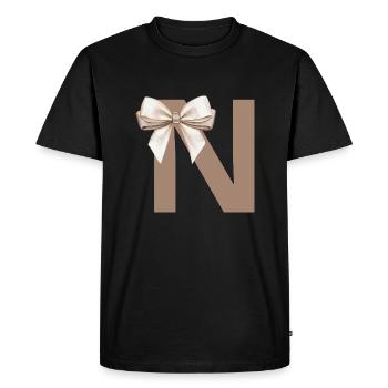 Lettre N Nœud - T-shirt Premium bio Homme - noir - Devant - Nico (187cm)
