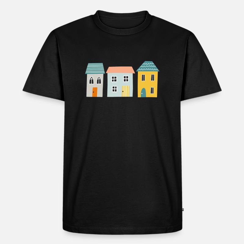 Häuser - Männer Premium Bio T-Shirt - Schwarz