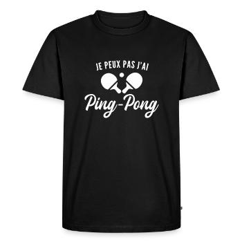 je peux pas j'ai ping-pong - T-shirt Premium bio Homme - noir - Devant - Nico (187cm)