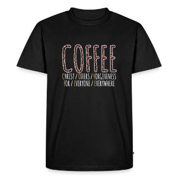 Coffee Definition Christ Offers Forgiveness - Men's Premium Organic T-Shirt - black - Front - Nico (187cm)
