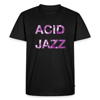 Acid Jazz Music Magenta Typographie - T-shirt Premium bio Homme - noir - Devant - Nico (187cm)