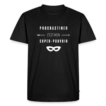 procrastiner c'est mon super-pouvoir - T-shirt Premium bio Homme - noir - Devant - Nico (187cm)