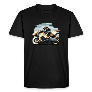 Moto à la Science Fiction en 8 Bit Artwork - T-shirt Premium bio Homme - noir - Devant - Nico (187cm)