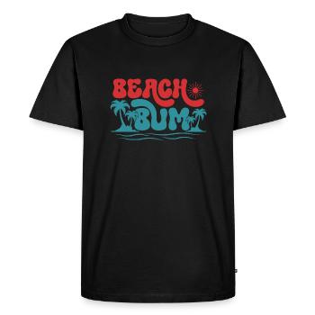 Beach Bum, Summer Sun Holiday Beach Palm Trees Sea - Men's Premium Organic T-Shirt - black - Front - Nico (187cm)