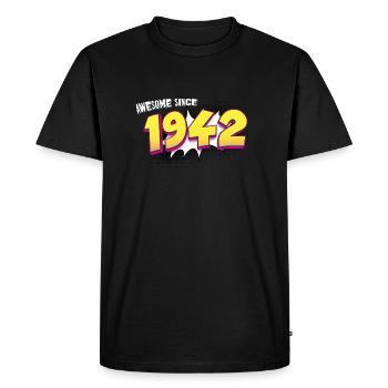 Retro 81st birthday in Pop Art Comic Book Style - Men's Premium Organic T-Shirt - black - Front - Nico (187cm)