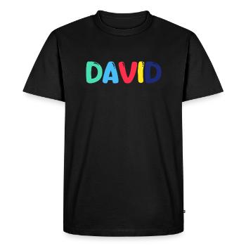 Name - David - Men's Premium Organic T-Shirt - black - Front - Nico (187cm)
