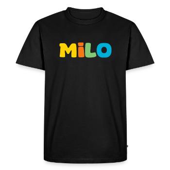 Name - Milo - Men's Premium Organic T-Shirt - black - Front - Nico (187cm)