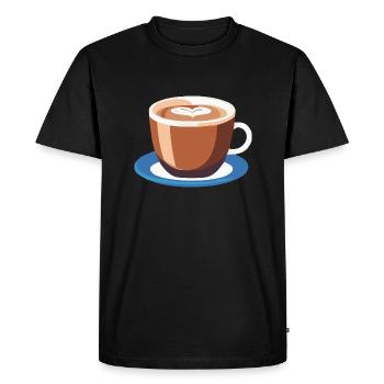 Coffee Frenchpress Cappuccino Latte Art - Men's Premium Organic T-Shirt - black - Front - Nico (187cm)