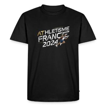 ATHLETISME ATHLETE COUREUR CADEAU SPORT FRANCE - T-shirt Premium bio Homme - noir - Devant - Nico (187cm)