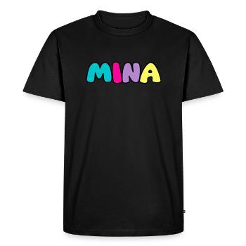 Name - Mina - Men's Premium Organic T-Shirt - black - Front - Nico (187cm)