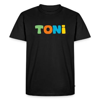 Name - Toni - Men's Premium Organic T-Shirt - black - Front - Nico (187cm)