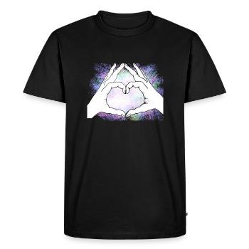 Hands form a heart. Colorful. Love - Men's Premium Organic T-Shirt - black - Front - Nico (187cm)