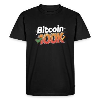 Bitcoin 100K - T-shirt Premium bio Homme - noir - Devant - Nico (187cm)