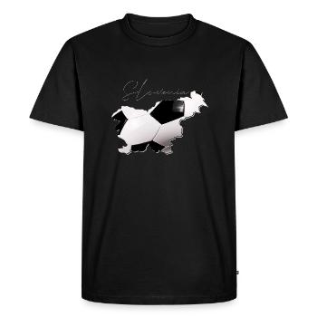 La carte de la Slovénie encadre le vrai football EN - T-shirt Premium bio Homme - noir - Devant - Nico (187cm)