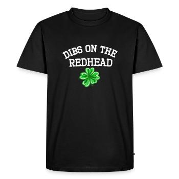 Dibs On The Redhead Cooler Funny St Patricks Day - Men's Premium Organic T-Shirt - black - Front - Nico (187cm)