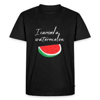 Je portais une pastèque / cadeau - T-shirt Premium bio Homme - noir - Devant - Nico (187cm)