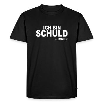 Design Ich bin Schuld ...IMMER - Männer Premium Bio T-Shirt - Schwarz - Vorne - Nico (187cm)