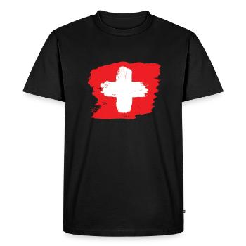 Drapeau suisse drapeau football style grunge graffiti - T-shirt Premium bio Homme - noir - Devant - Nico (187cm)