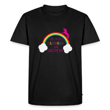 Rainbows & Unicorns - T-shirt Premium bio Homme - noir - Devant - Nico (187cm)
