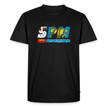 Drapeau SPM drapeau Île Saint Pierre et Miquelon - T-shirt Premium bio Homme - noir - Devant - Nico (187cm)